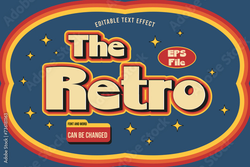 The retro vintage editable vector text effect. Old school text style