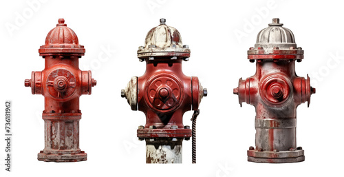 Set of Fire Hydrants Isolated on Transparent Background - PNG	
 photo