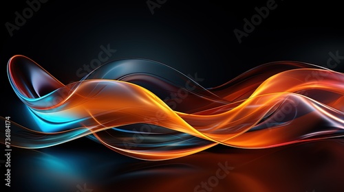 Abstract neon wallpaper Glowing lines over black background