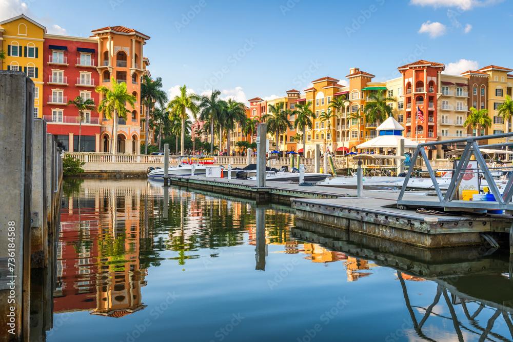 Naples, Florida, USA Town Skyline on the Water
