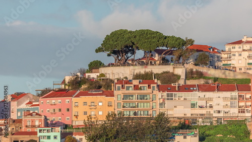 Famous viewpoint Miradouro da Senhora do Monte with city view of Lisbon timelapse. Portugal photo