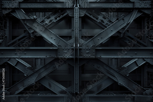 Black metal bridge jacking structure. Background image. Created with Generative AI technology