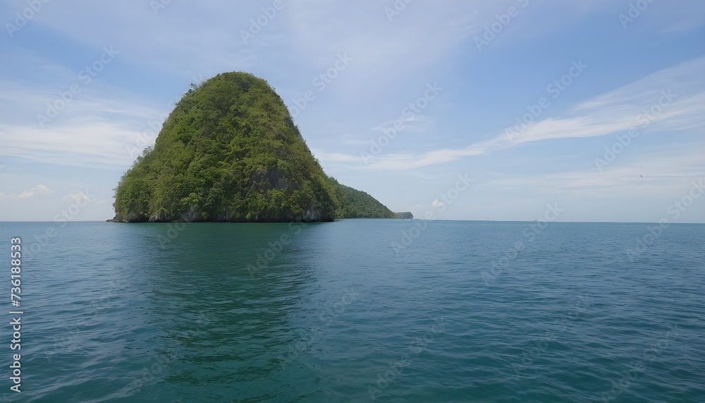Landscape sea and island on the bright sky in summer, Coast ideal for diving of Chumphon Province,Thailand
