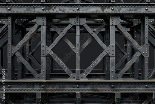 Black metal bridge jacking structure. Background image. Created with Generative AI technology