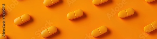 pattern orderly array of vitamin pills in monochromatic orange theme photo