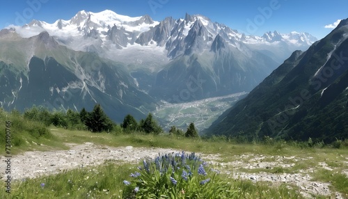 Mont Blanc mountain massif summer landscape