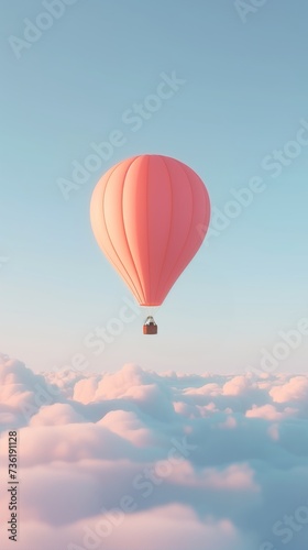 solitary balloon floating on calm sky, tranquil adventure concept