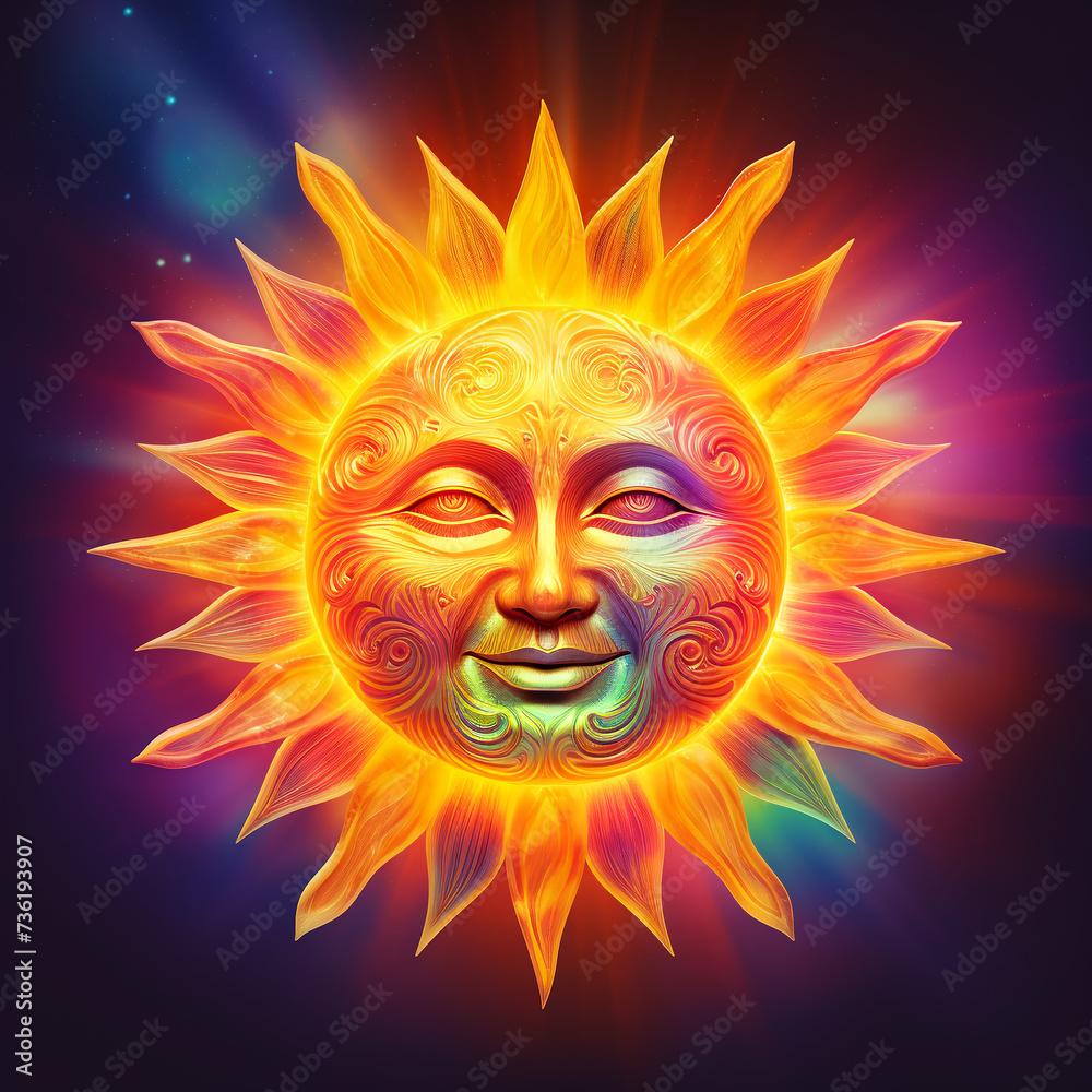 Big sun face, abstract art