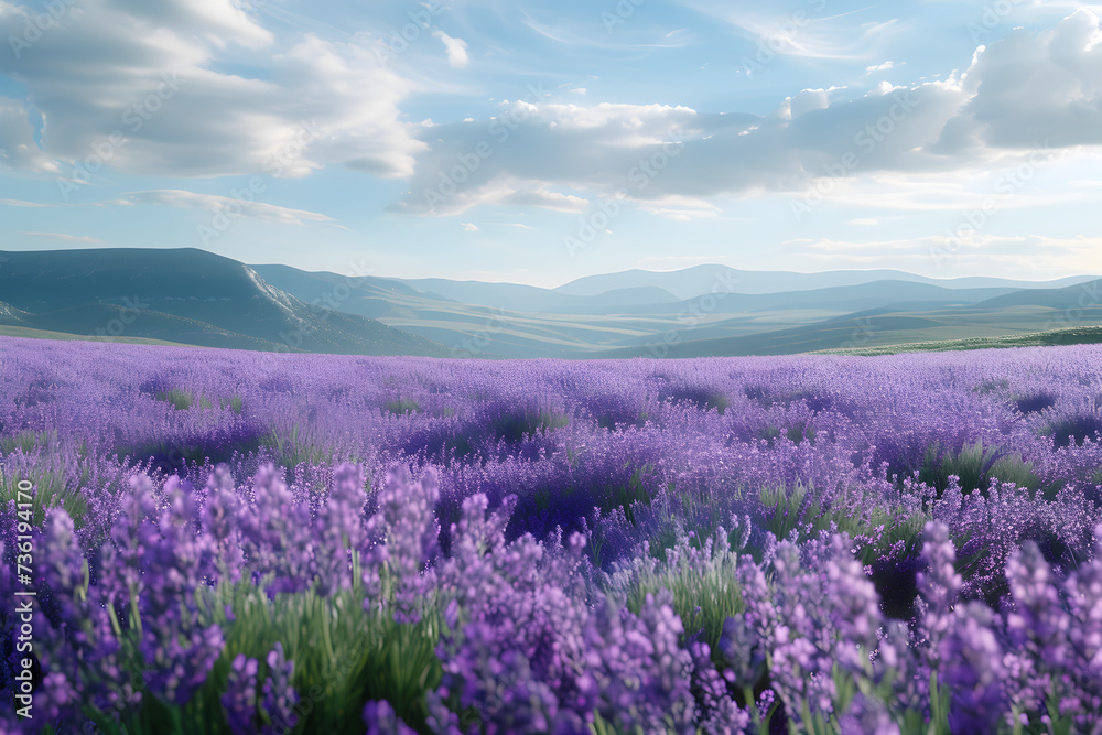 A stunning landscape of a lavender field, perfect for wallpaper or background use.