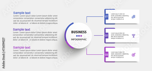 Modern business infographic template with 3 options or steps 