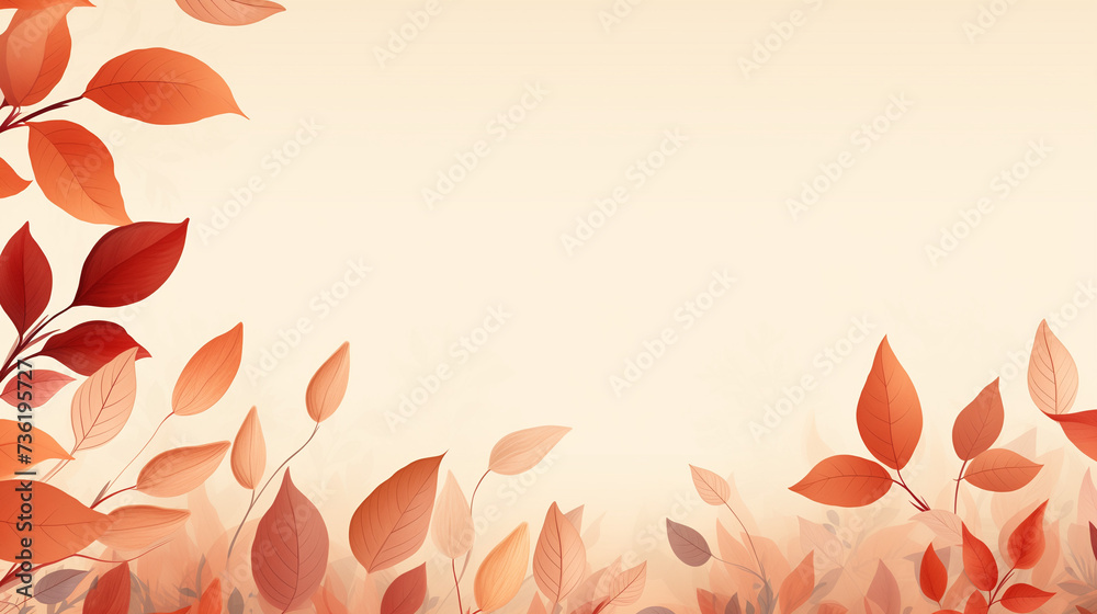 Hand-drawn background with space for text featuring brown leaves along the edges, adding a touch of rustic charm and autumnal beauty, perfect for seasonal invitations, greeting cards, or nature-themed