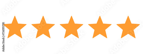 Five orange stars for rating and reviews