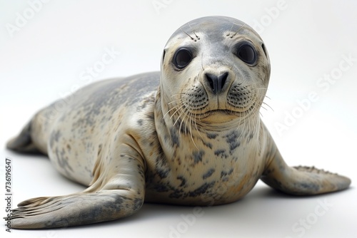 baby fur seal on a white background