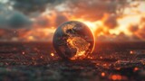 The planet earth scene from space, in the style of dystopian cityscapes, global warming, apocalypse concept