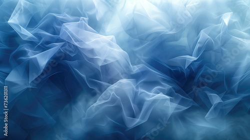 Abstract blue background with fluid folds of fabric texture.