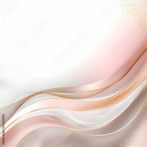 Abstract background with golden and pink wavy lines. illustration.