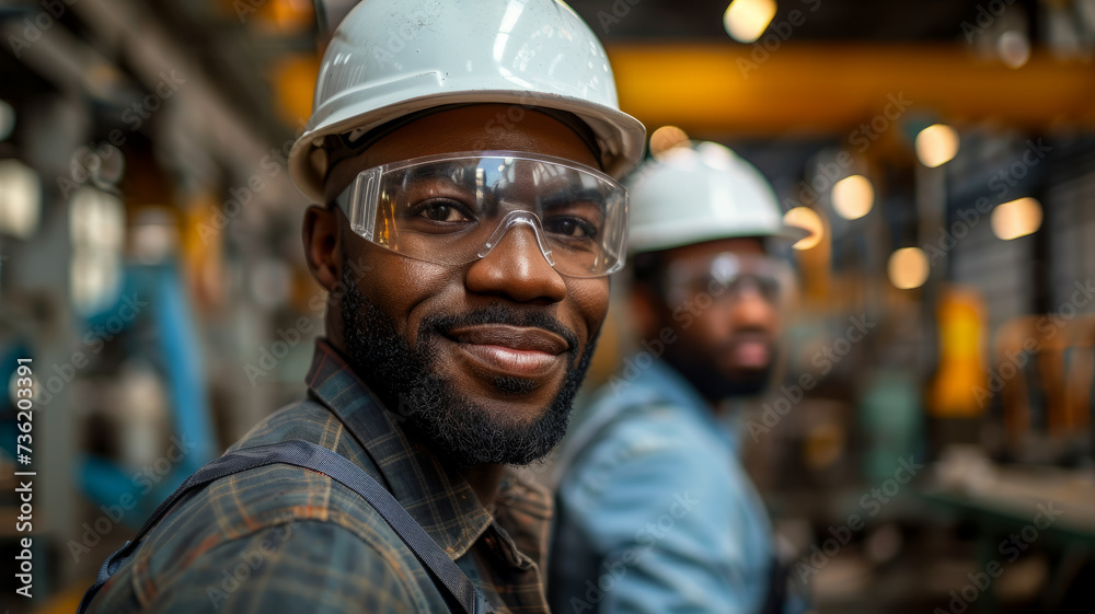 Positive male factory worker. Positive male factory worker.