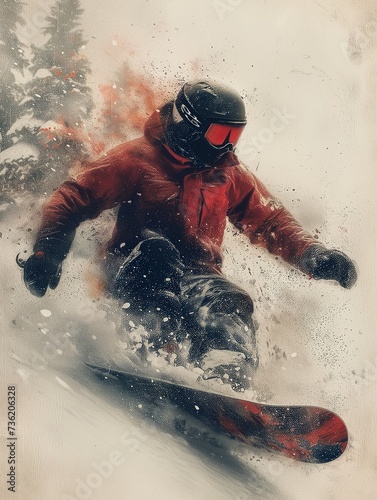 snowboarder close-up riding photo