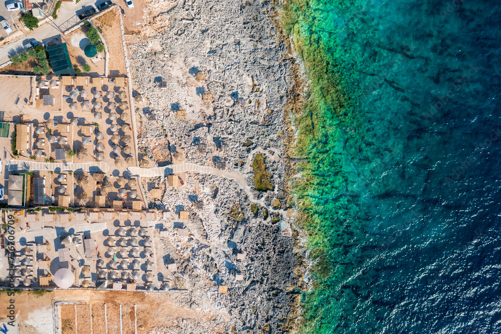 Aerial view of the coast of the sea