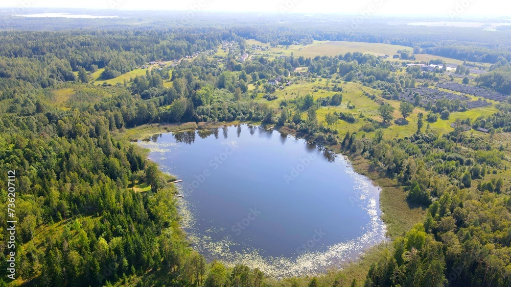 view of the lake from drone