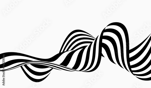 Abstract wave background, black and white wavy stripes or lines design.