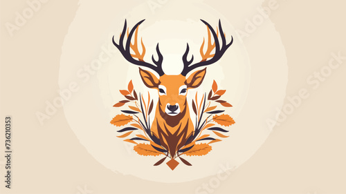 Fototapeta Naklejka Na Ścianę i Meble -  Flat vector logo of animal deer.