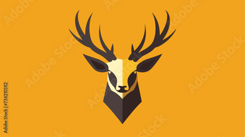 Flat vector logo of animal deer.