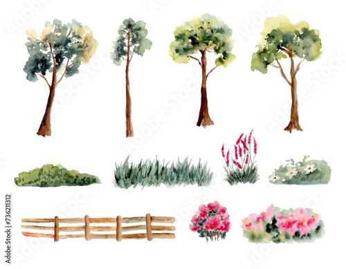 landscape element watercolor collection