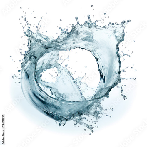 Splashing water in a circle, clean isolated on transparent png. 