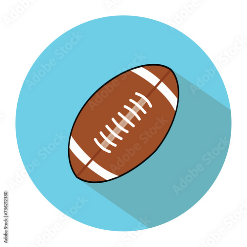 Flat web mobile icon Rugby ball with long shadow
