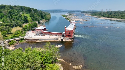 York Haven hydro electric power plant and dam on Susquehanna River in USA Harrisburg, Pensylvania