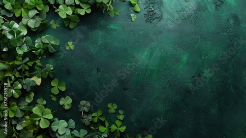 Clover Shamrock on green background, Saint Patrick's Day