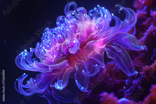 fluorescent anemone underwater