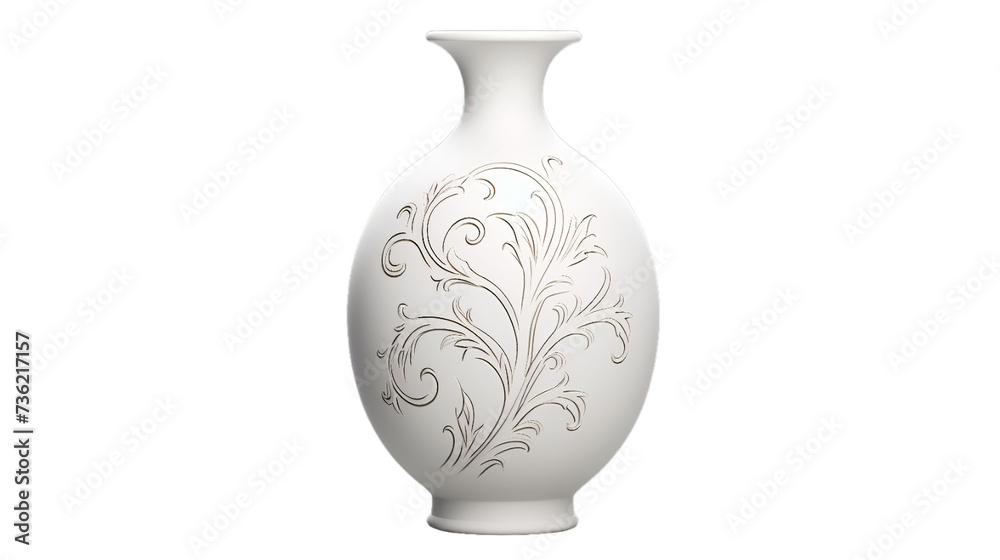 A porcelain vase white, Isolated on transparent PNG background, Generative ai