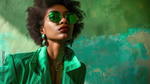 Green Fashion, Portrait of woman in green cloth