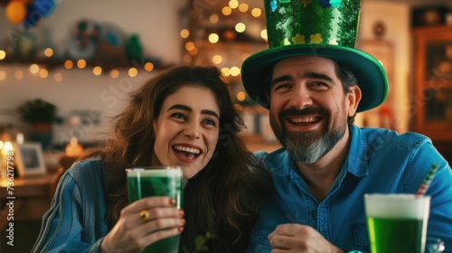 Happy couple celebrating St. Patrick's Day