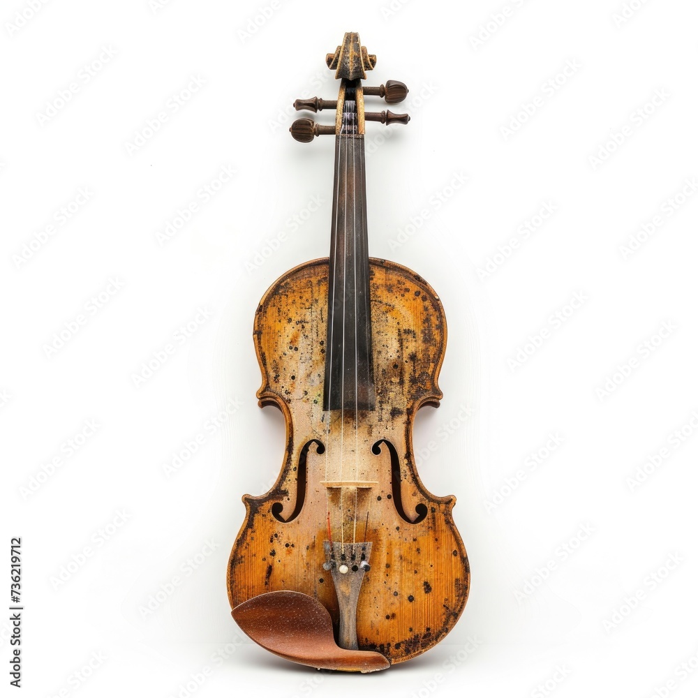 Fototapeta premium Fiddle on white background, violin classic instrument