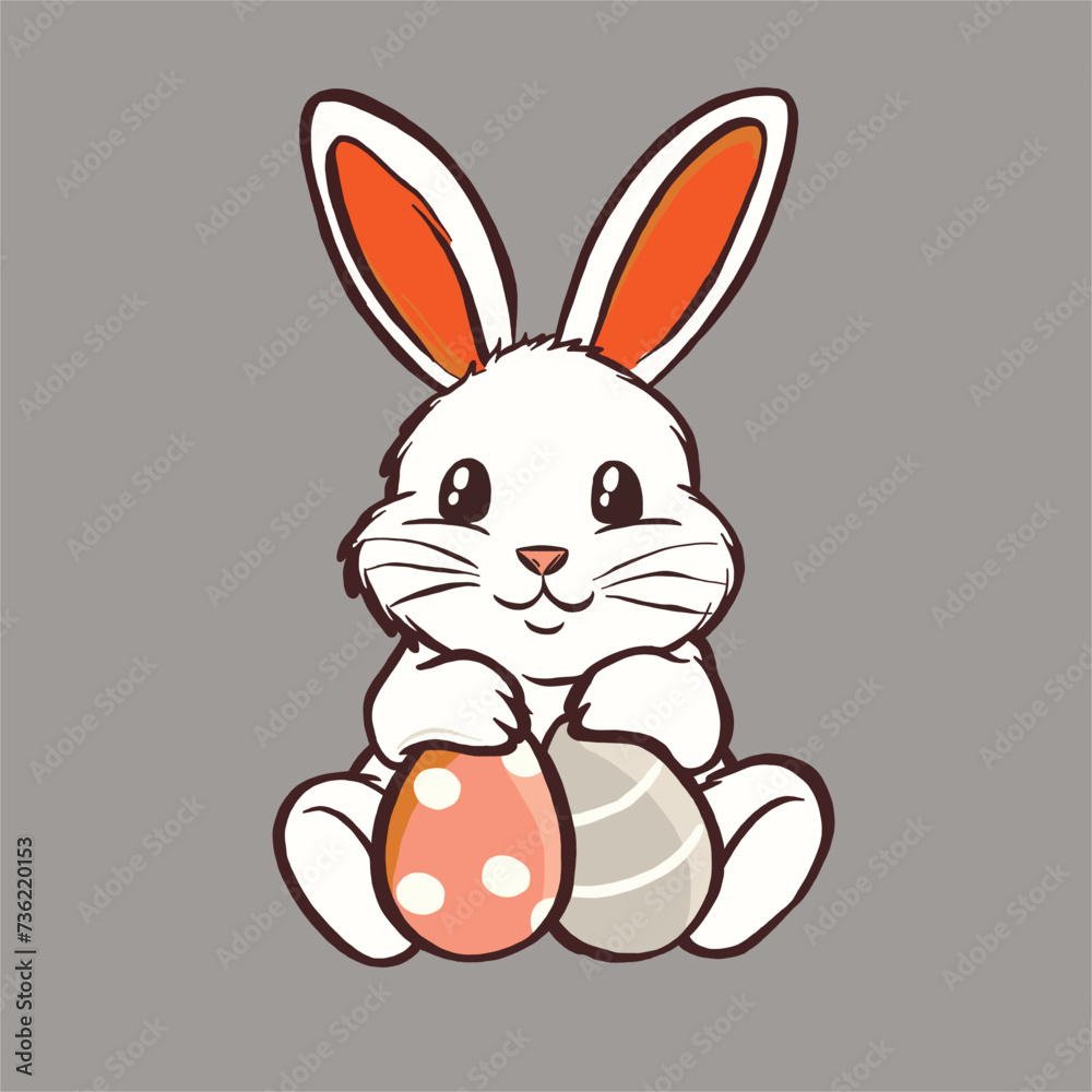 Easter simplicity: A sweet bunny with eggs, embracing the essence of tradition Easter simplicity: A sweet bunny with eggs, embracing the essence of tradition