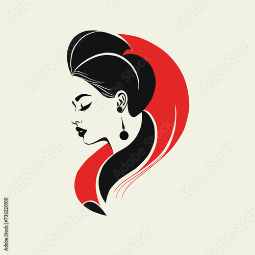 Vectorised Elegance: A Simple Woman's Portrait Crafted with Timeless Style photo
