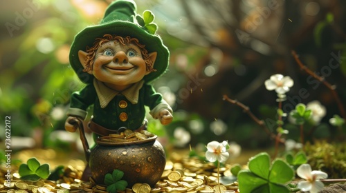 Leprechauns and Folklore themed with gold pot, Saint Patrick's Day