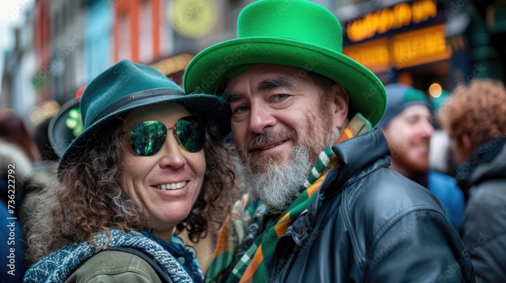 Couple in the Parade Celebrations for Saint Patrick's Day Couple in the Parade Celebrations for Saint Patrick's Day