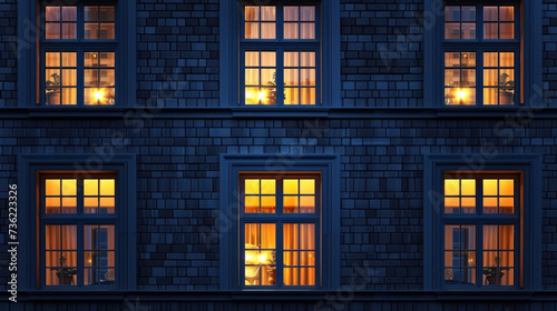 Windows at night. House building lights seamless background.