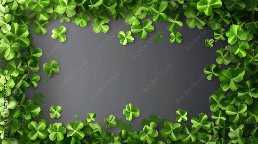 Saint Patrick's Day Border with Green clover leaves. Spring decoration frame Saint Patrick's Day Border with Green clover leaves. Spring decoration frame