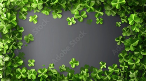 Saint Patrick's Day Border with Green clover leaves. Spring decoration frame 
