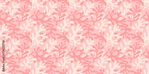 Underwater coral reef sea life seamless pattern design. Pastel coral color abstract background