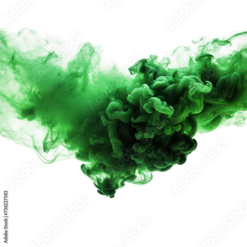 A green smoke explosion isolated on transparent png. 