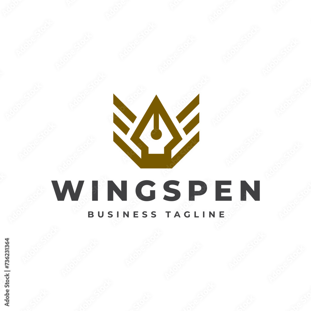 wings pen logo design wings pen logo design