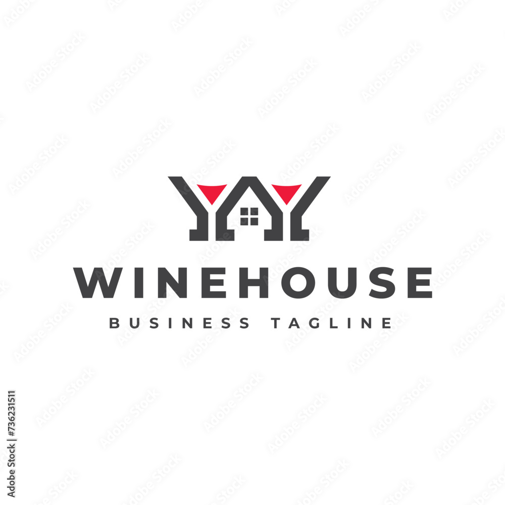 wine house letter w logo design wine house letter w logo design