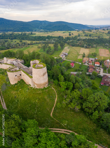 A mighty, 14th-century watchtower is the most prominent feature of this once-great fortress, south of Bologa village. photo