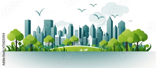 Harmony in Nature. Ecology Environment City Nature Illustration with Paper Cut-Outs, Green City on Earth, World Environment, and Sustainable Development Concept